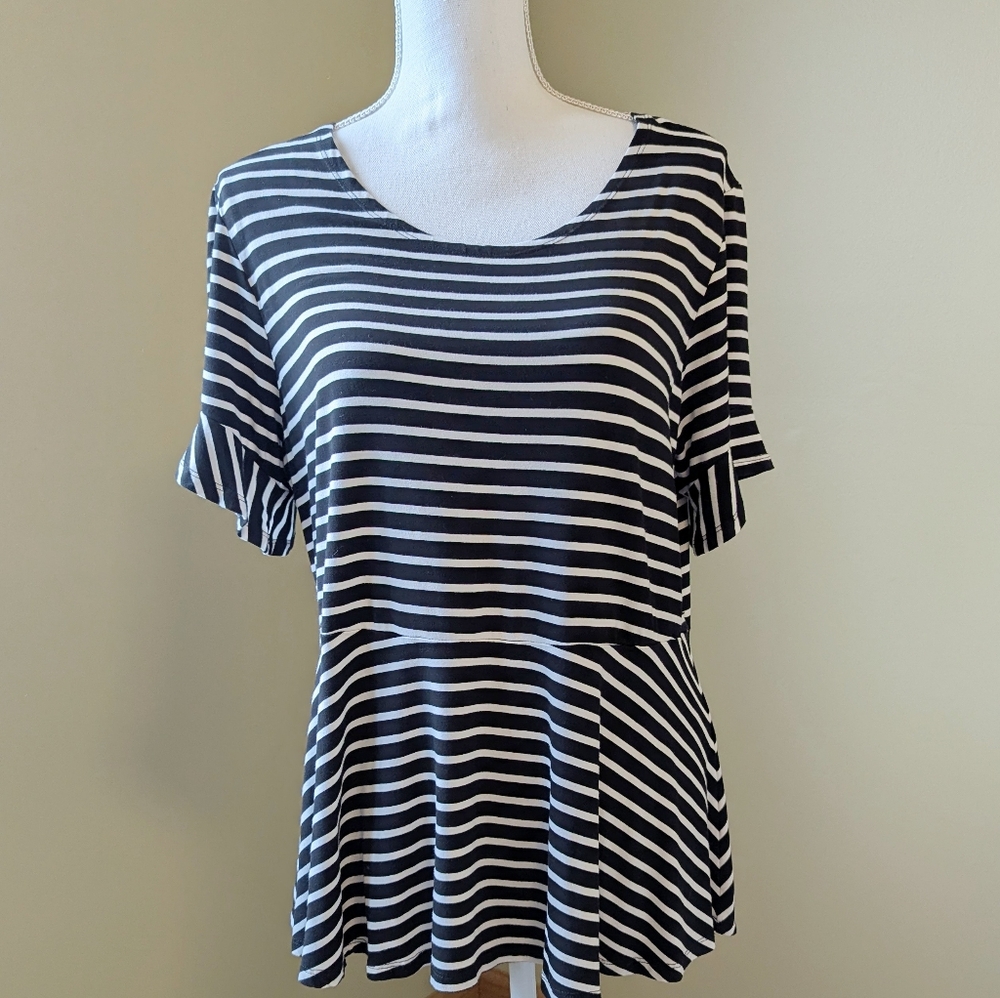 Black and White Striped Women's Top